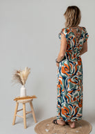 Robe Longue Graphique  – Orange & Verte