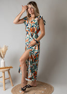 Robe Longue Graphique  – Orange & Verte