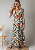 Robe Longue Graphique  – Orange & Verte