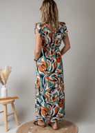 Robe Longue Graphique  – Orange & Verte