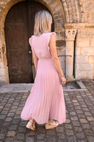 Robe longue plissée Rose Carmen - La Boutique de Lydie Taille Unique