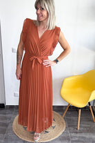 Robe longue plissée Terracotta Carmen - La Boutique de Lydie Taille Unique