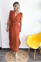 Robe longue plissée Terracotta Carmen - La Boutique de Lydie Taille Unique