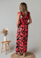 Robe Longue Fleurie Rouge & Noire