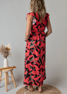 Robe Longue Fleurie Rouge & Noire