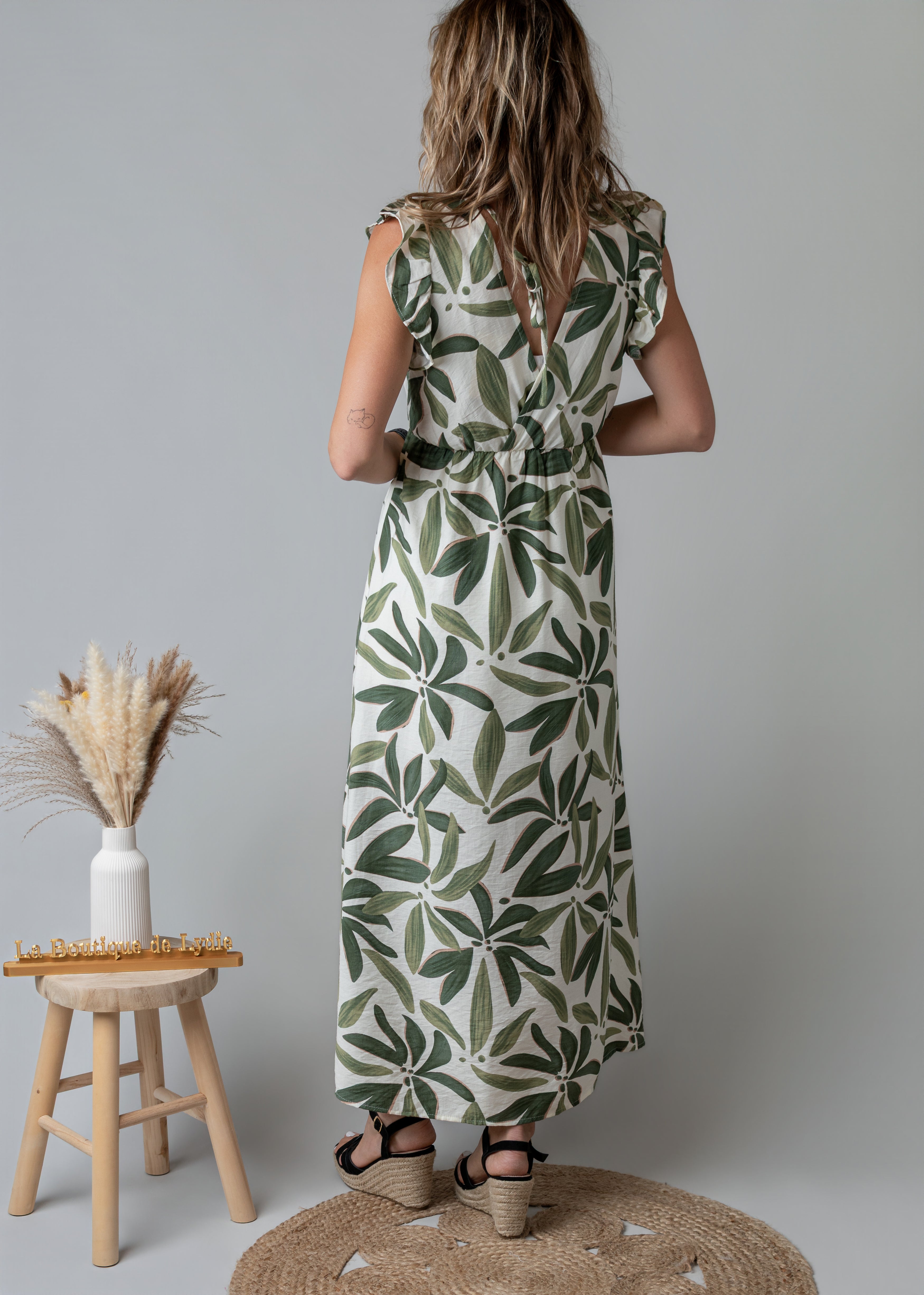 Robe Longue Tropicale vert 