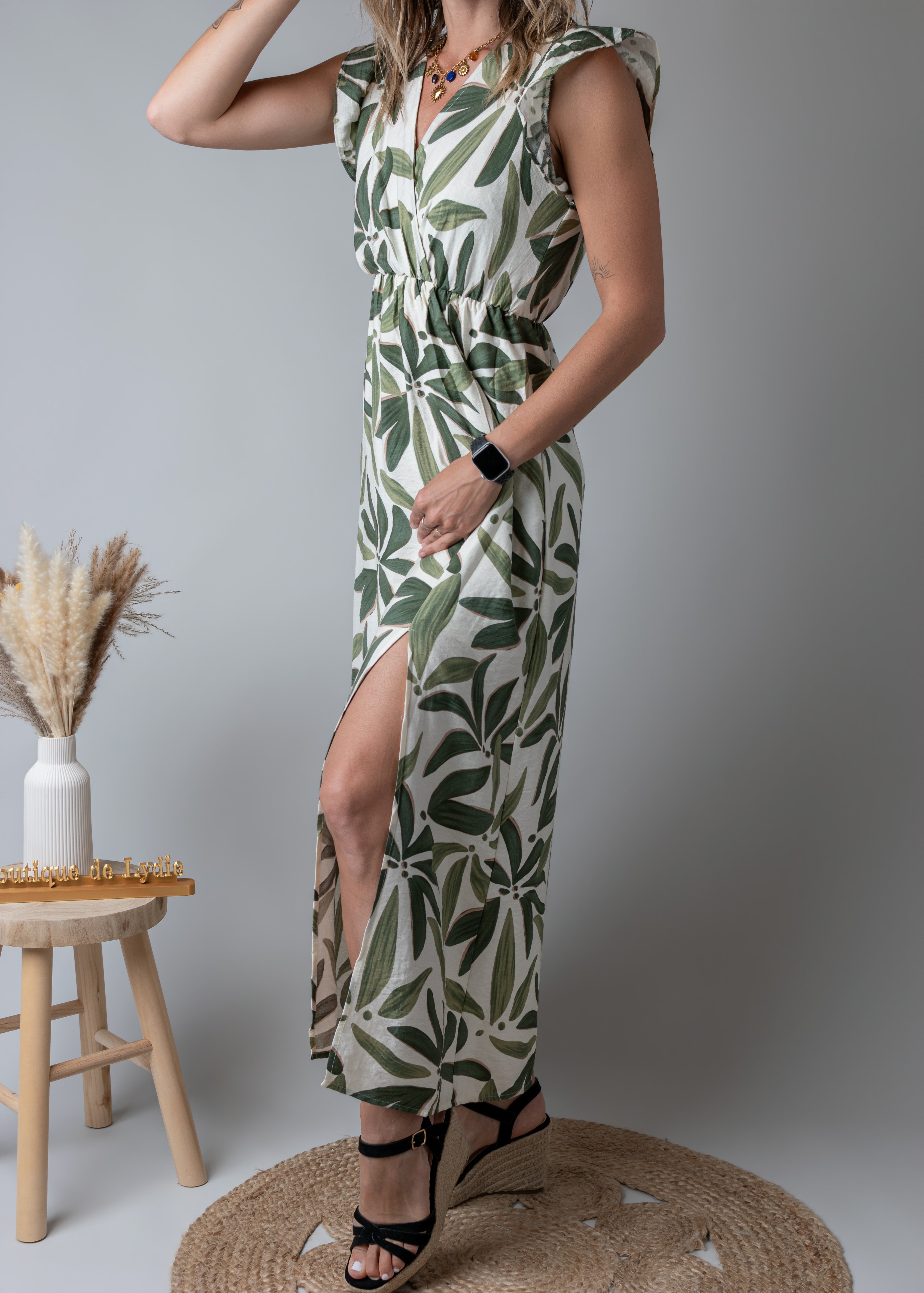 Robe Longue Tropicale vert 