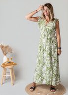 Robe longue bohème feuillage 