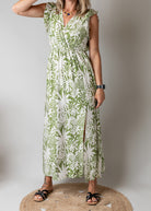 Robe longue bohème feuillage 