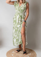 Robe longue bohème feuillage 