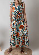 Robe Longue Graphique Orange vert