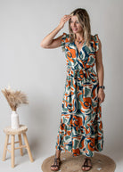 Robe Longue Graphique Orange vert