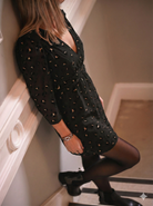 robe noire léopard doré fête