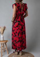 Robe Longue Fleurie Rouge & Noire la boutique de lydie