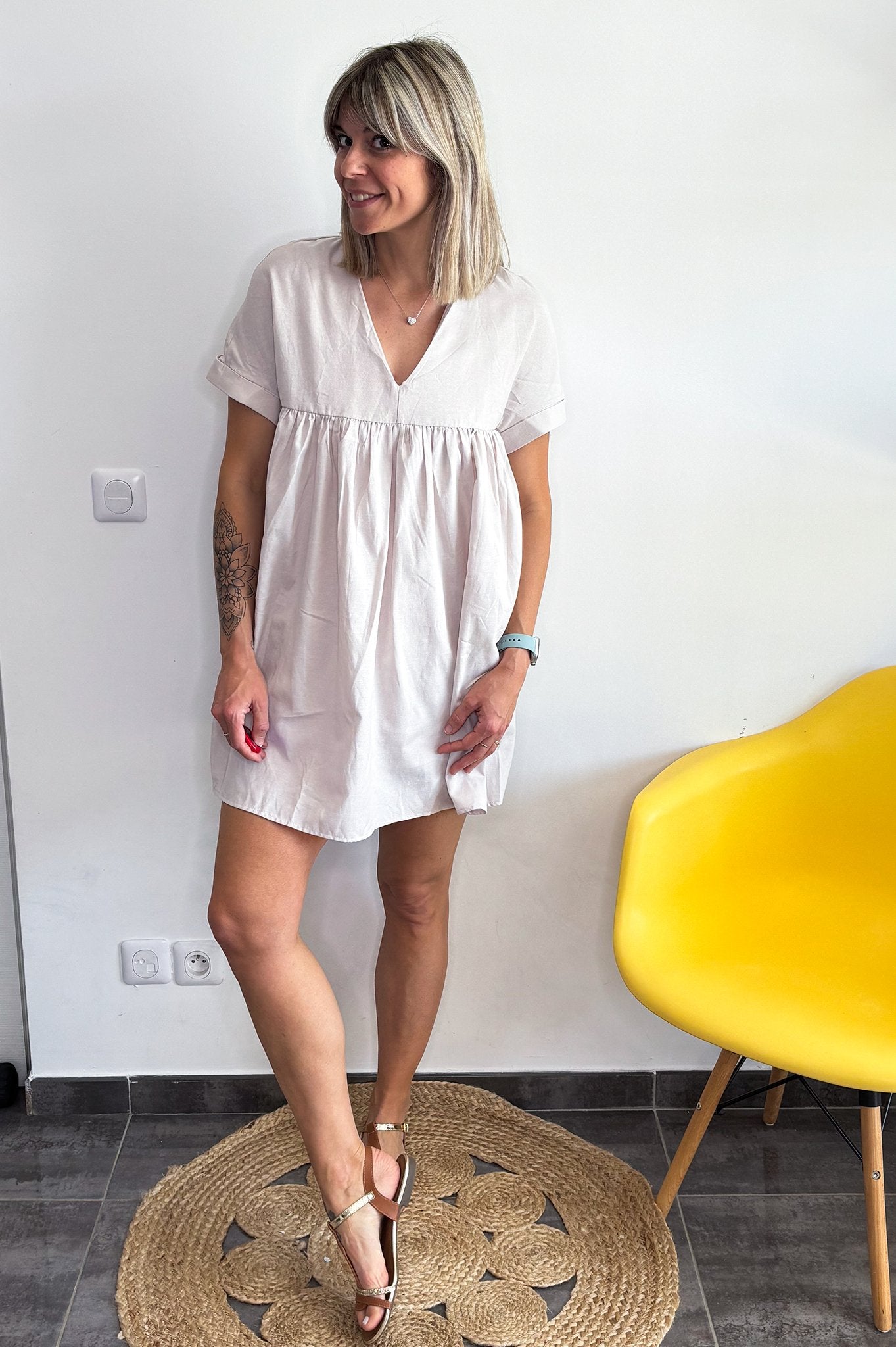 Robe short beige Rachel - La Boutique de Lydie S/M