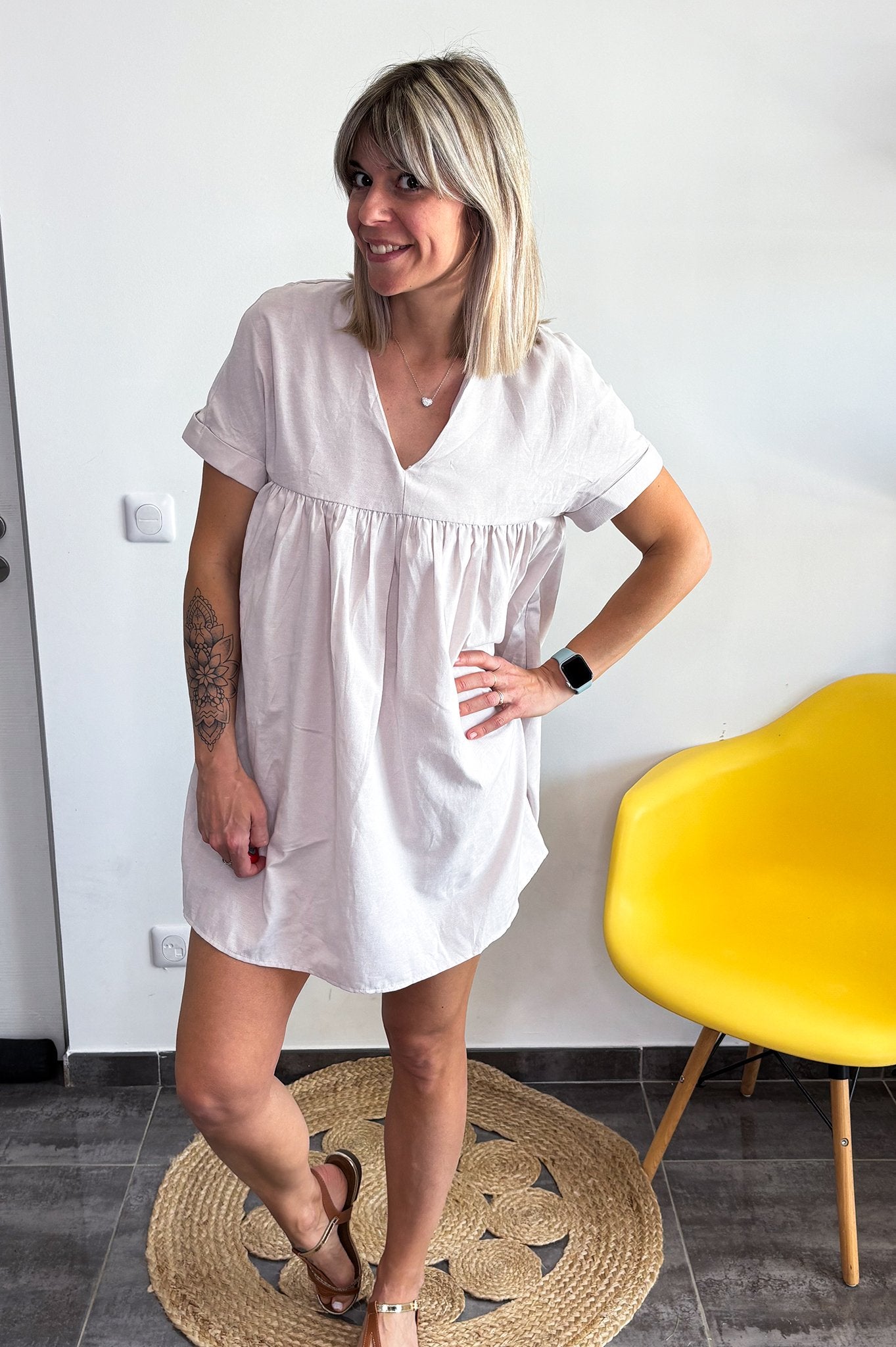 Robe short beige Rachel - La Boutique de Lydie S/M