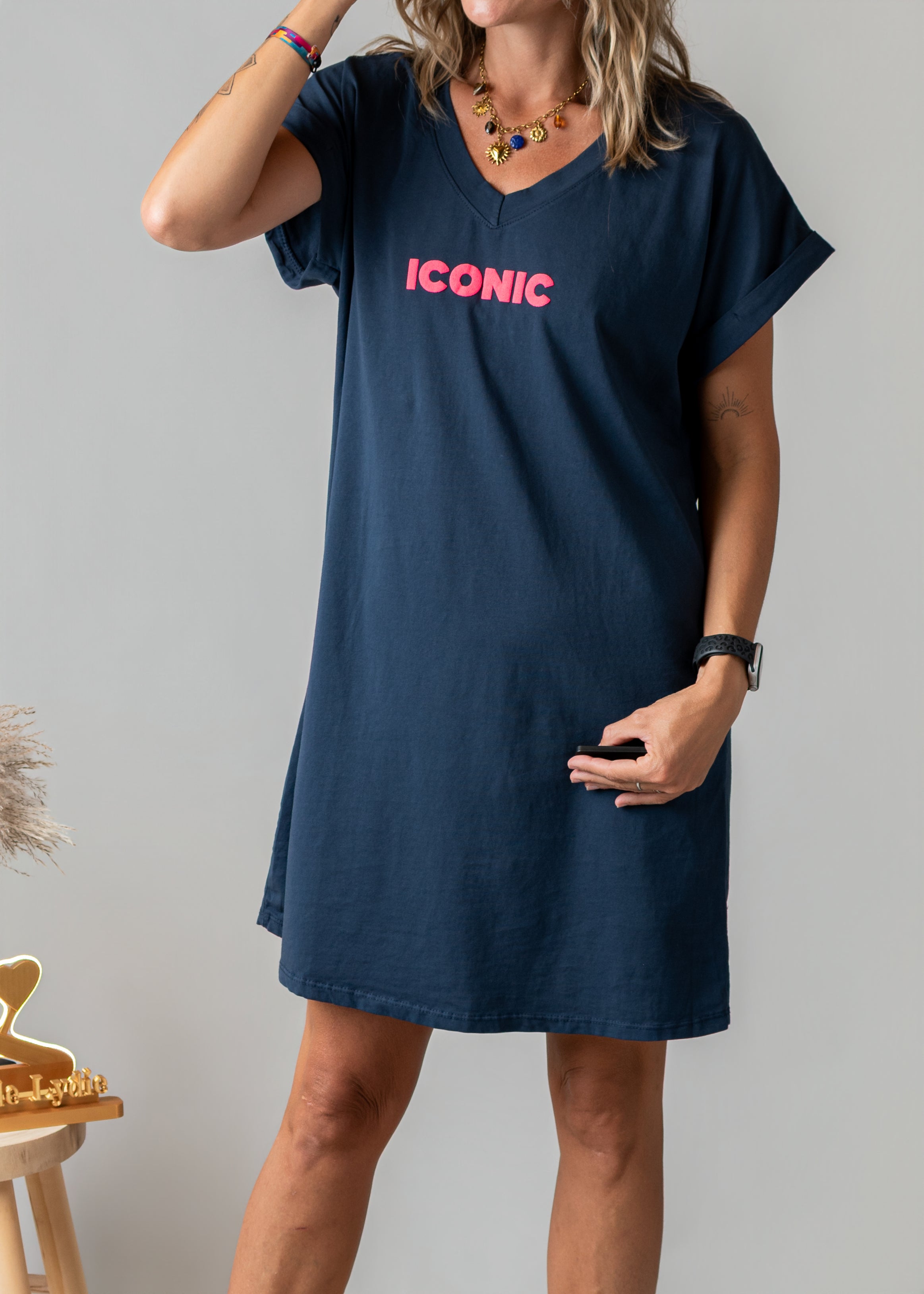 Robe courte t-shirt marine Iconic