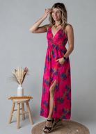 Robe Longue Fleurie Fuchsia la boutique de lydie
