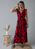 Robe Longue Fleurie Rouge & Noire la boutique de lydie