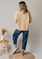 Surchemise en coton beige à pois 