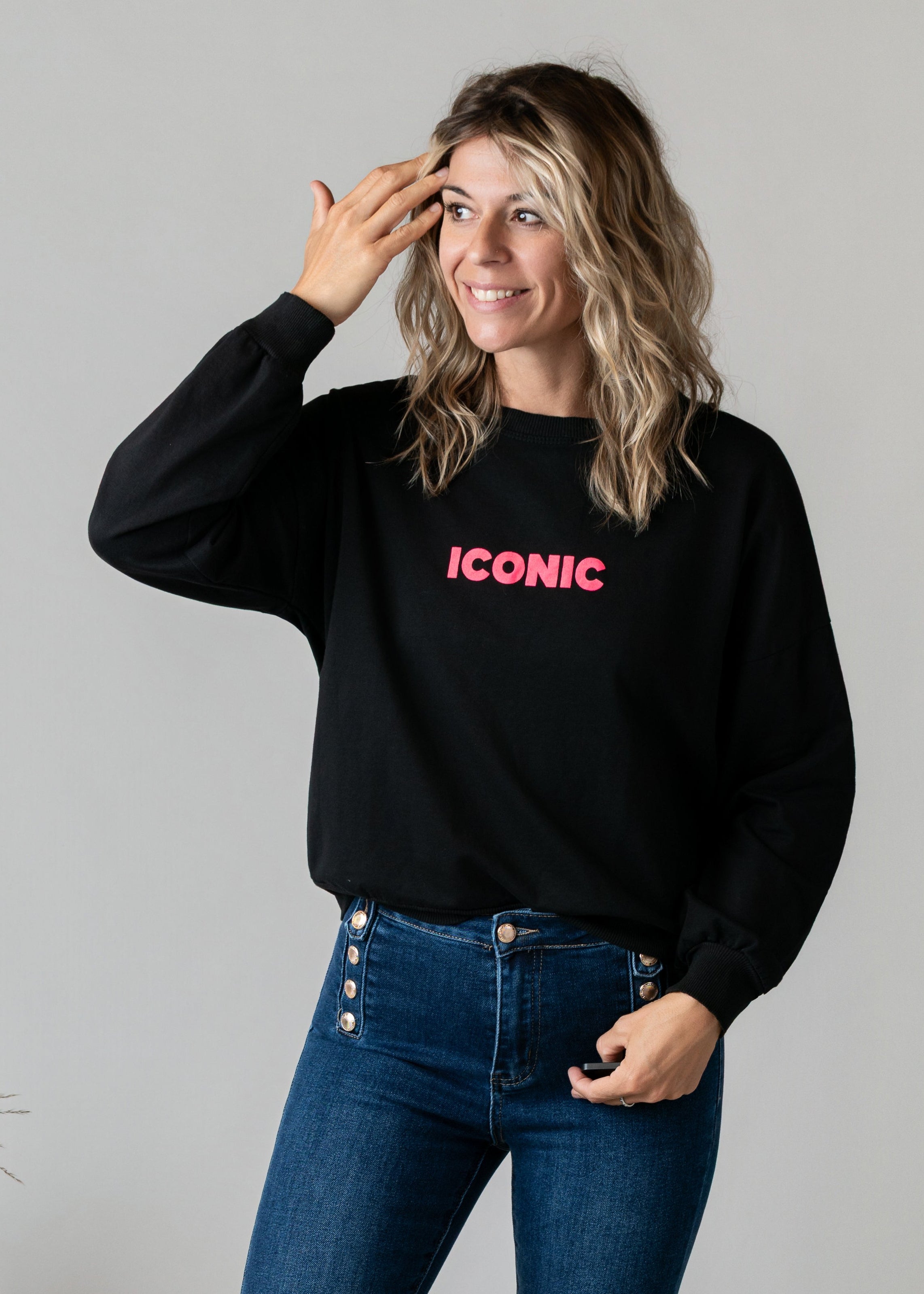 Sweat fin noir Iconic la boutique de lydie