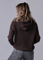Sweat pull à capuche chocolat détails léopard 