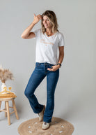 T-shirt blanc brodé doré Bichette la boutique de lydie