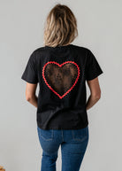 T-shirt noir cœur dentelle Amor