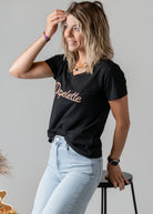 T-shirt noir brodé Pipelette doré