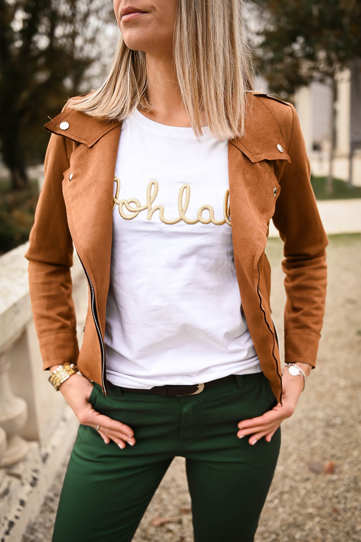 T-shirt Oohlala Blanc brodé doré - La Boutique de Lydie S/M