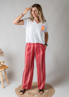 T-shirt blanc col V floqué "Le Soleil" fluo la boutique de lydie