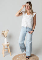 Blouse en Coton Blanche Motif la boutique de lydie 