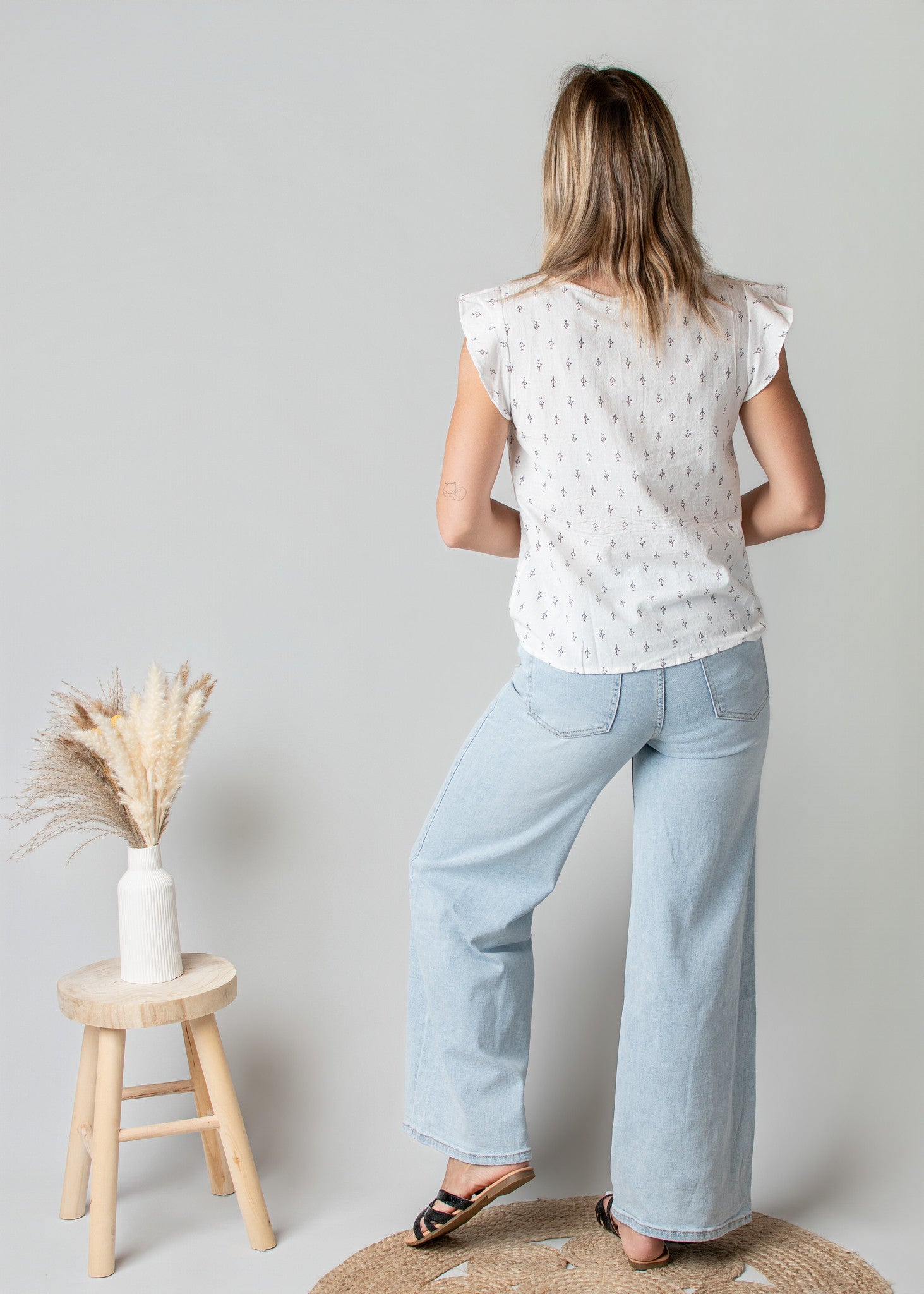 Blouse en Coton Blanche Motif Brindilles