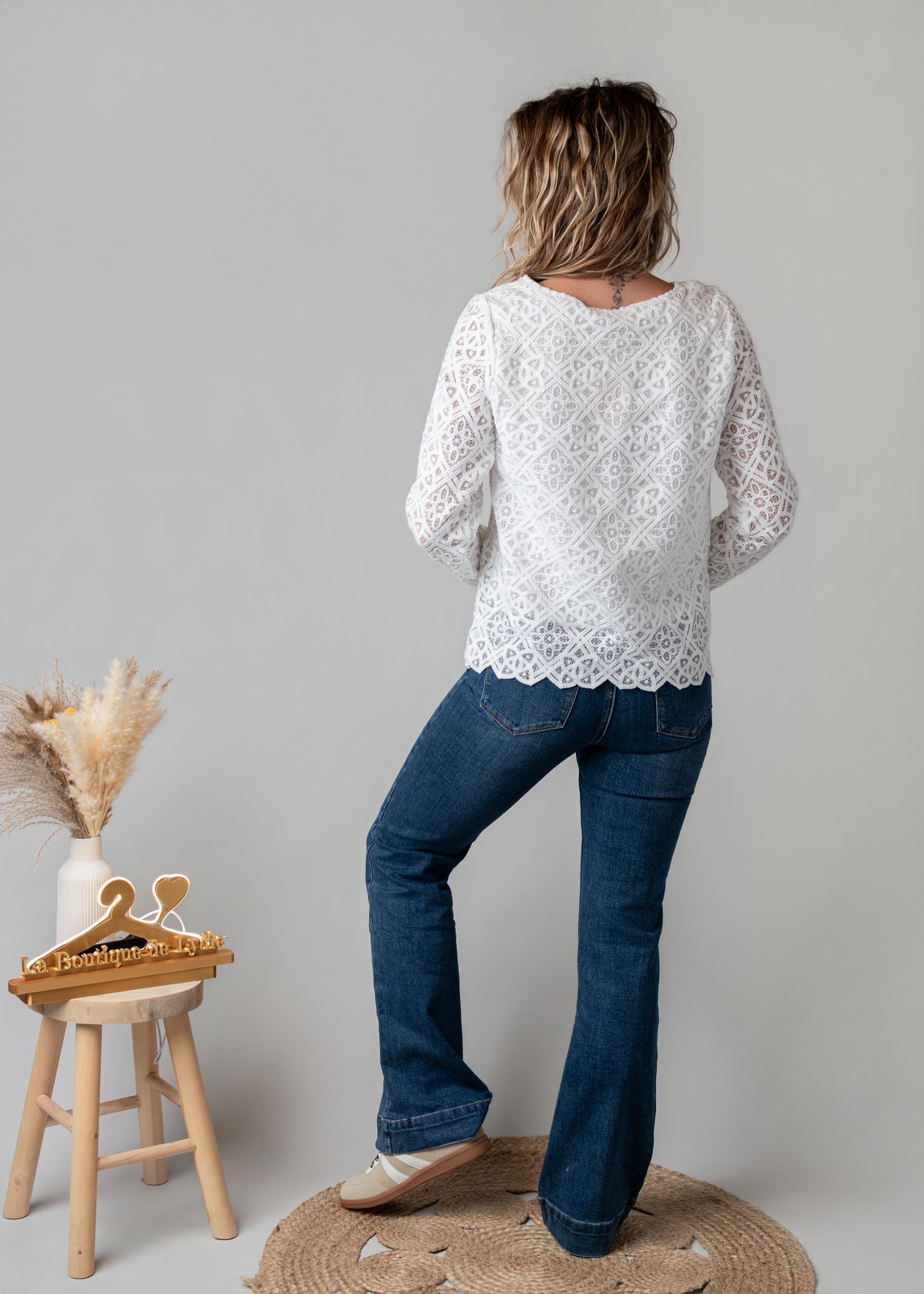 Top blanc dentelle doublé
