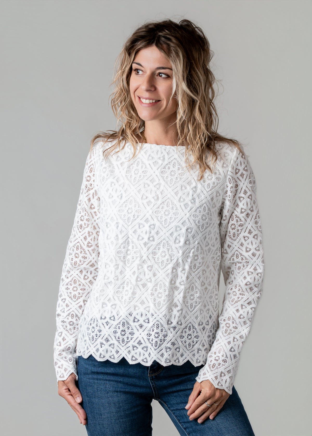 Top blanc dentelle doublé la Boutique de Lydie