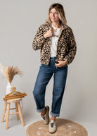 Veste zippée moumoute léopard
