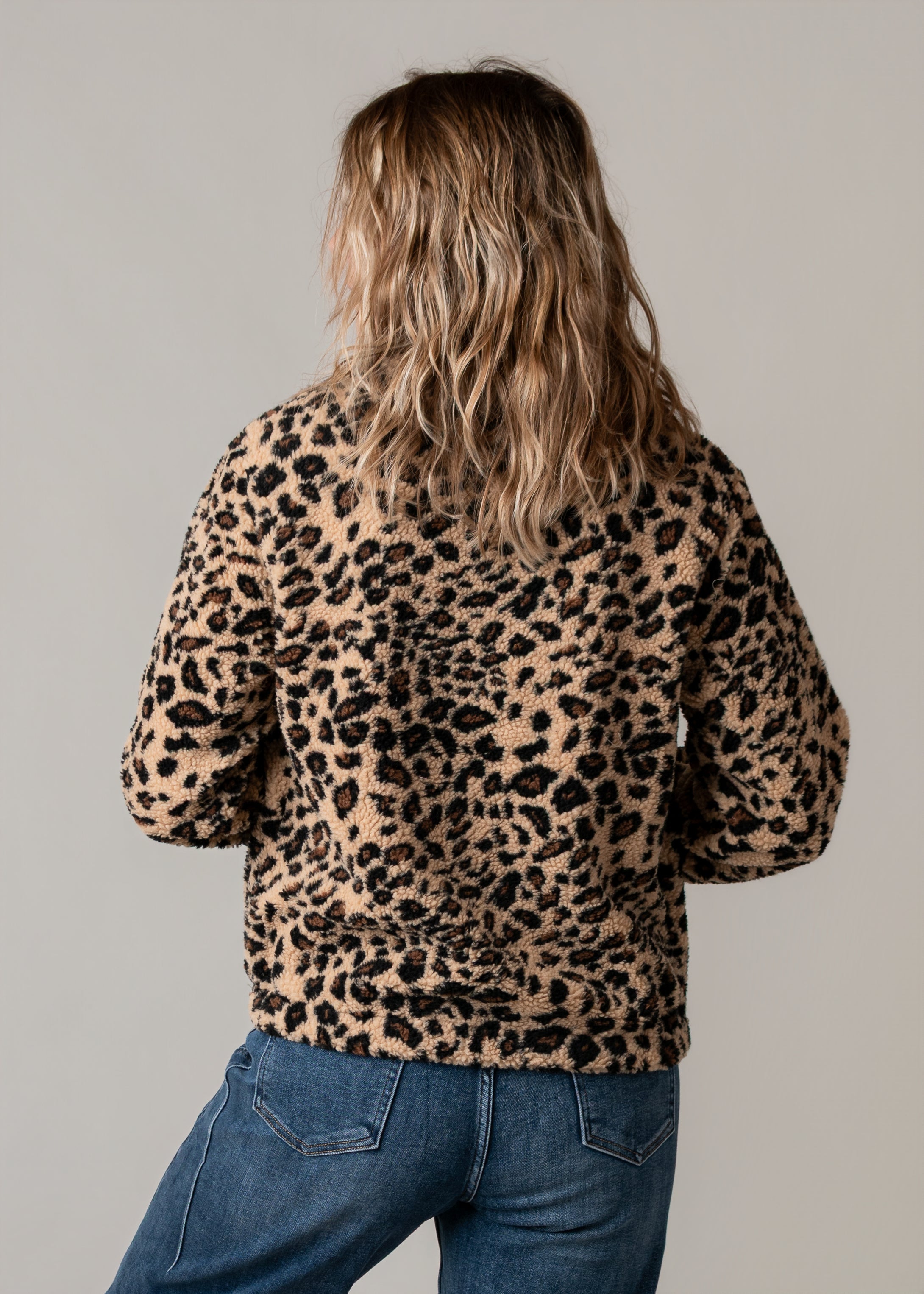 Veste zippée moumoute léopard