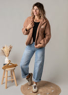 Veste bouclette camel rosé 