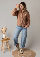 Veste bouclette camel rosé 