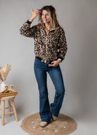 Veste zippée bouclée léopard