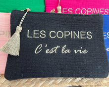 Charger l&#39;image dans la galerie, Pochette à message &quot;Les copines c&#39;est la vie&quot; noire
