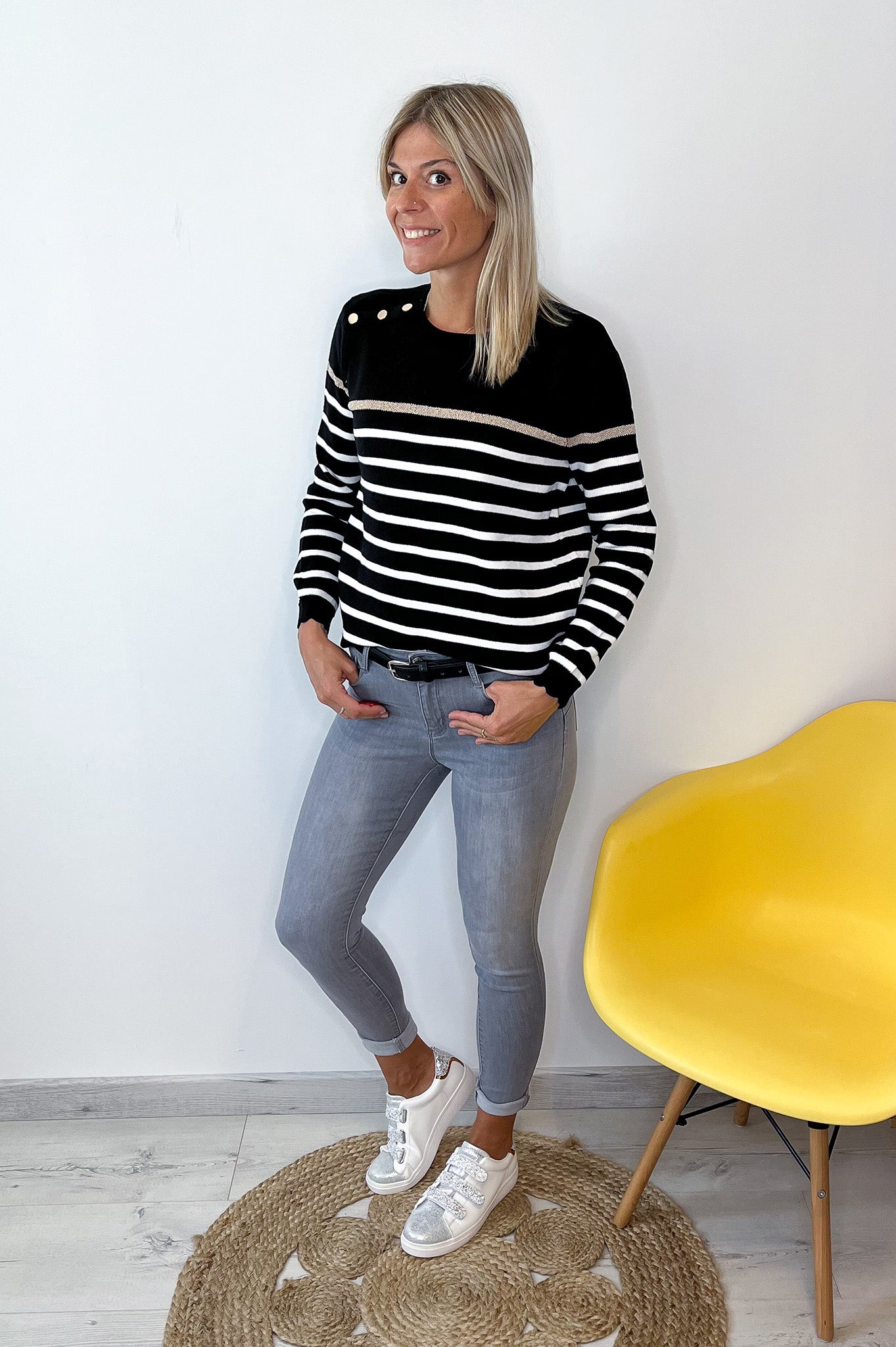 Pull Marinière noir femme la boutique de lydie