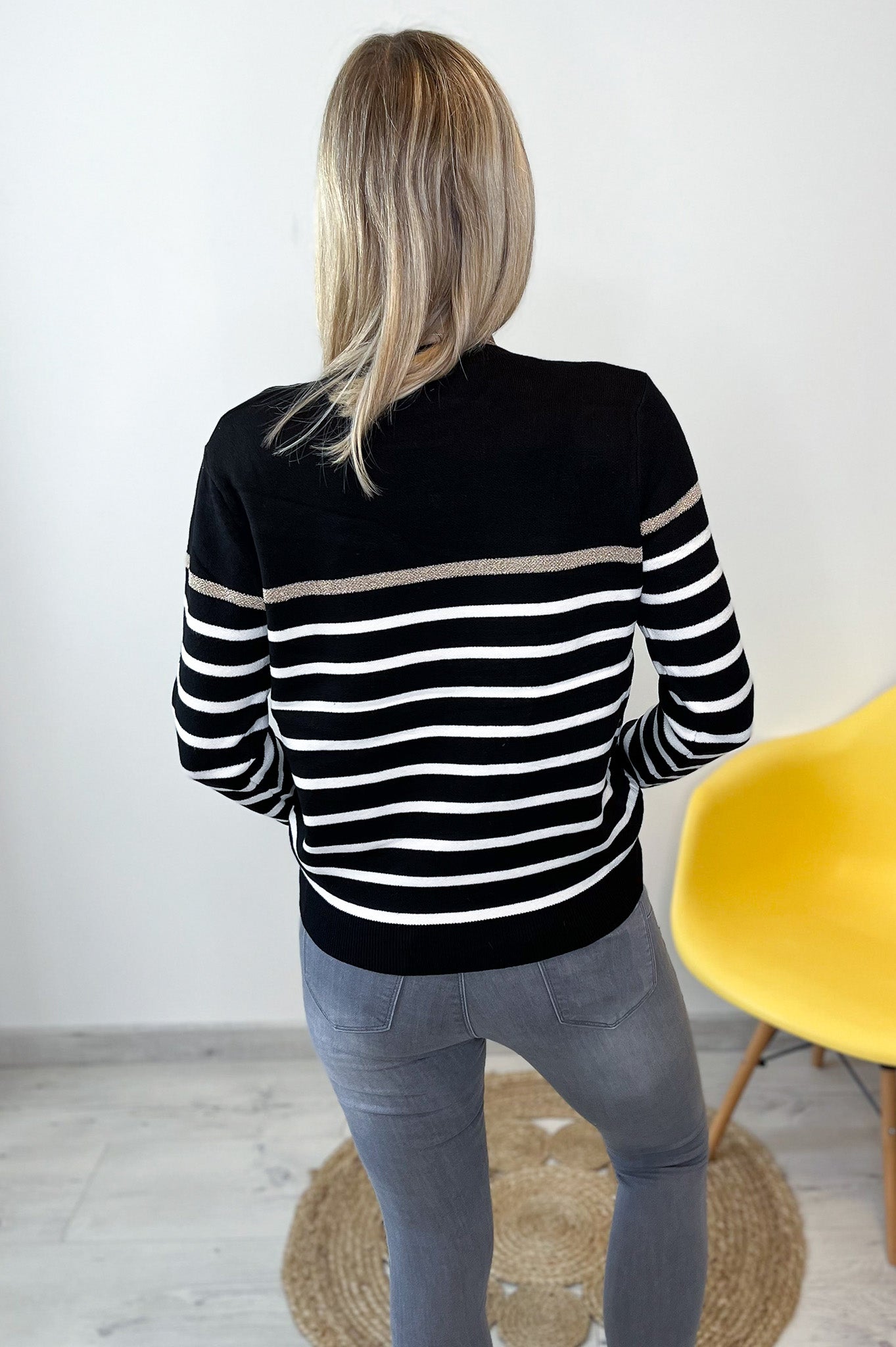 Pull Marinière noir femme