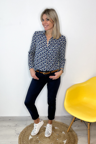 Chemise écru avec motif bleu la boutique de lydie