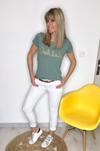 Charger l&#39;image dans la galerie, T-shirt vert Céladon brodé Oohlala la boutique de lydie
