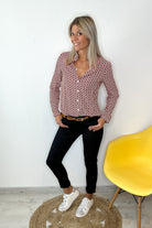 Chemise imprimé géométrique rouge la boutique de lydie