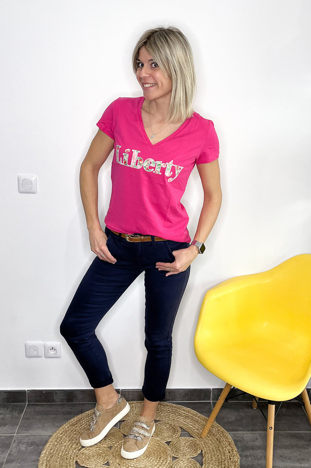 T-shirt rose imprimé Liberty la boutique de lydie