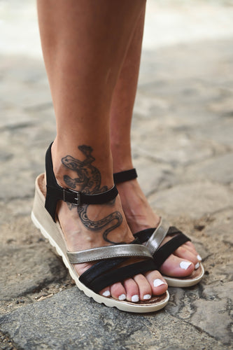 Sandales compensées noires la boutique de lydie