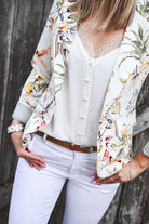 Blazer écru motif fleuri 