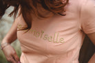 T-shirt rose brodé Mademoiselle doré la boutique de lydie